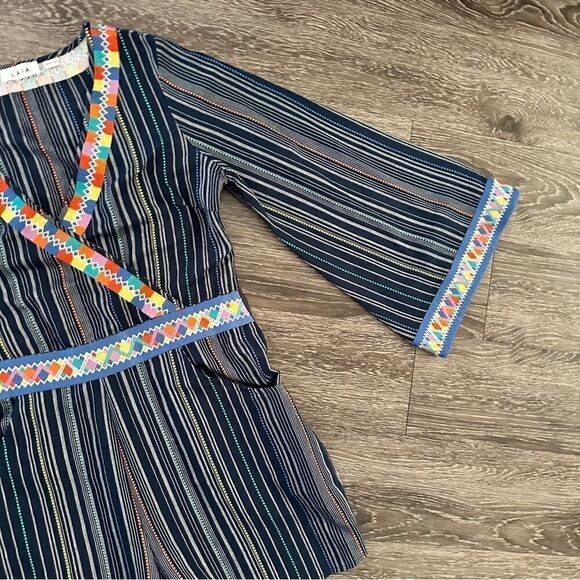 LAIA Multicolor Striped Embroidered Long Sleeve Romper - Picture 4 of 10